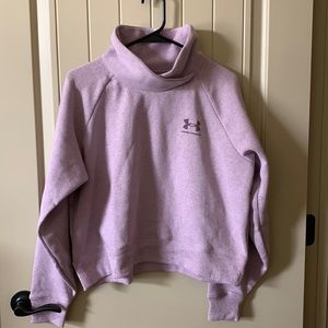 Under Armour Women's Rival Fleece Wrap Neck Pullover Mauve Pink/Ash Plum